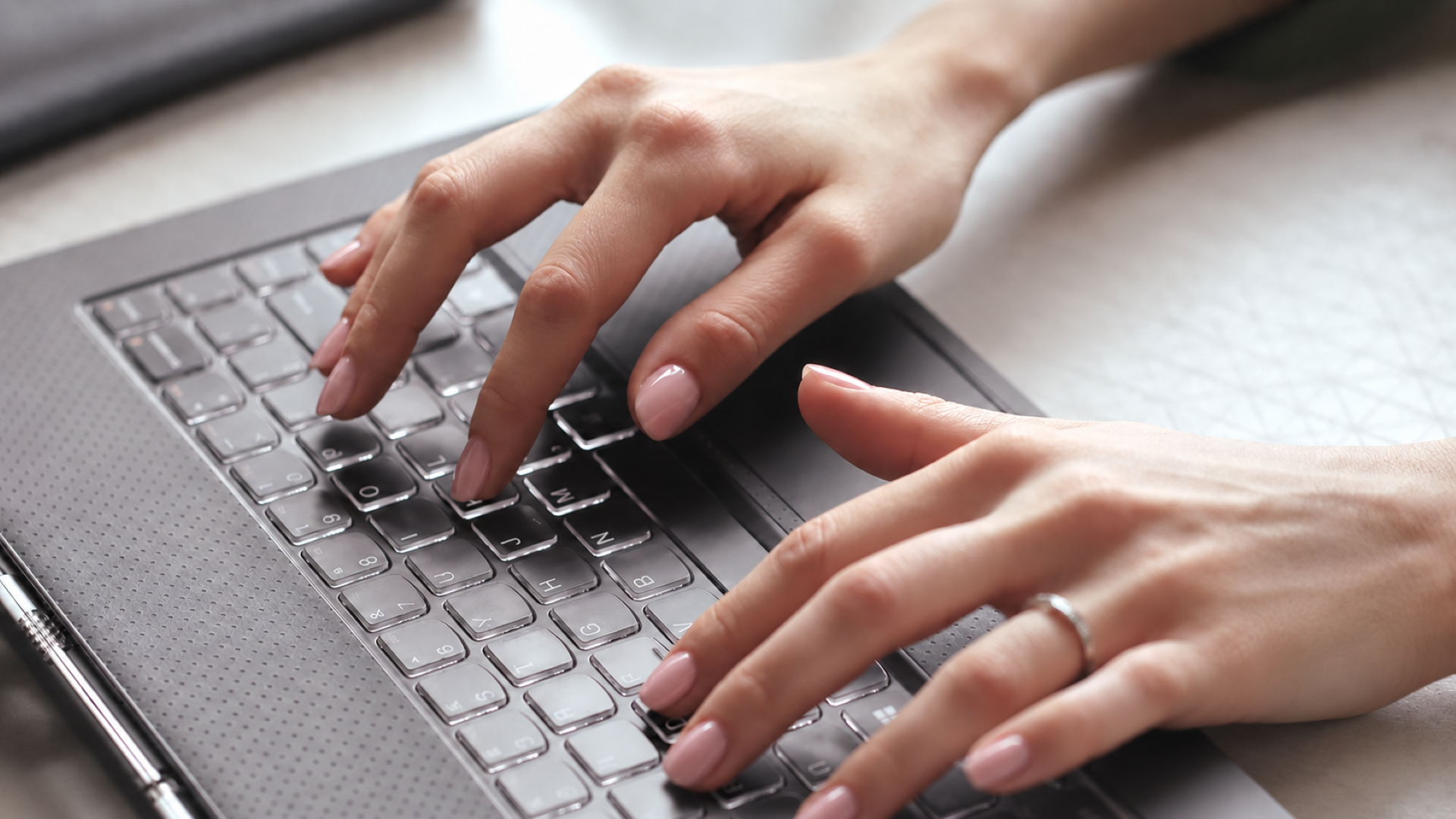 Professional taking an online certification exam